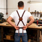 Heavy Duty Cotton Tool Apron with Adjustable Cross Back Straps Multi Pocket Work Apron for Woodwork