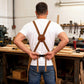 Heavy Duty Cotton Tool Apron with Adjustable Cross Back Straps Multi Pocket Work Apron for Woodwork