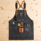 Heavy Duty Cotton Tool Apron with Adjustable Cross Back Straps Multi Pocket Work Apron for Woodwork