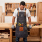 Heavy Duty Cotton Tool Apron with Adjustable Cross Back Straps Multi Pocket Work Apron for Woodwork