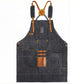 Heavy Duty Cotton Tool Apron with Adjustable Cross Back Straps Multi Pocket Work Apron for Woodwork