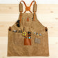 Heavy Duty Cotton Tool Apron with Adjustable Cross Back Straps Multi Pocket Work Apron for Woodwork