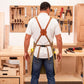 Heavy Duty Cotton Tool Apron with Adjustable Cross Back Straps Multi Pocket Work Apron for Woodwork