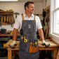 Heavy Duty Cotton Tool Apron with Adjustable Cross Back Straps Multi Pocket Utility Work Apron