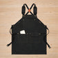 Cotton Kitchen Apron with Adjustable Cross Back Straps Multi Pocket Utility Apron for Cooking Baking