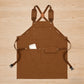 Cotton Kitchen Apron with Adjustable Cross Back Straps Multi Pocket Utility Apron for Cooking Baking