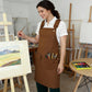 Cotton Kitchen Apron with Adjustable Cross Back Straps Multi Pocket Utility Apron for Cooking Baking