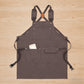 Cotton Kitchen Apron with Adjustable Cross Back Straps Multi Pocket Utility Apron for Cooking Baking