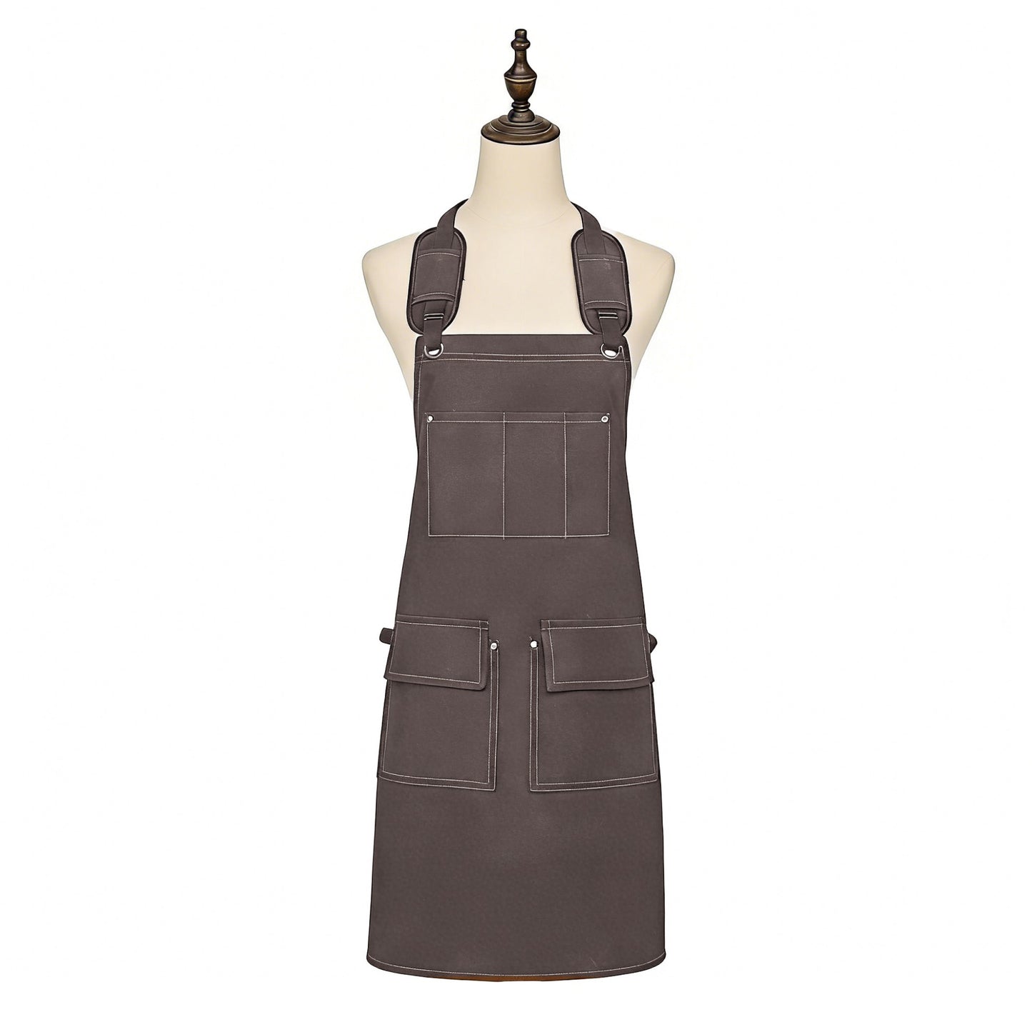 Cotton Kitchen Apron with Adjustable Cross Back Straps Multi Pocket Utility Apron for Cooking Baking
