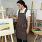 Cotton Kitchen Apron with Adjustable Cross Back Straps Multi Pocket Utility Apron for Cooking Baking