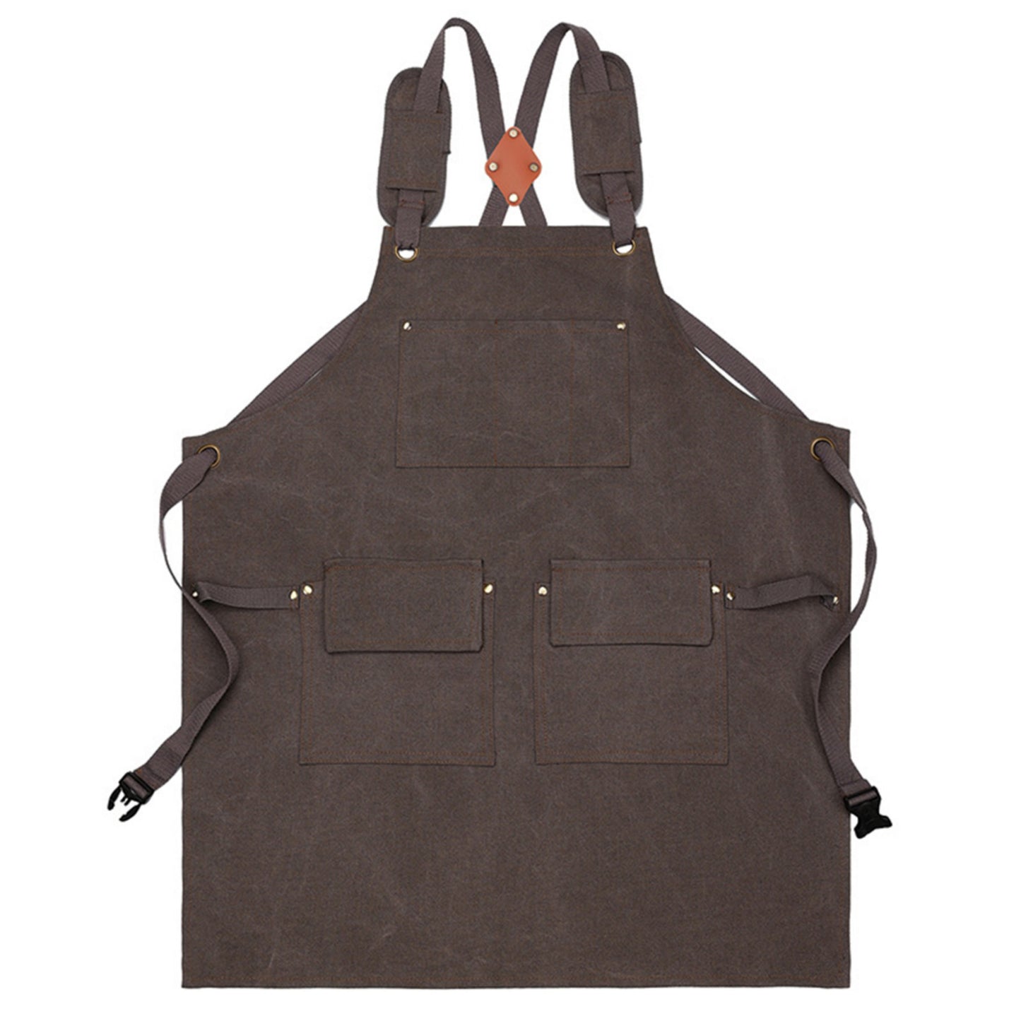 Cotton Kitchen Apron with Adjustable Cross Back Straps Multi Pocket Utility Apron for Cooking Baking
