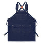 Cotton Kitchen Apron with Adjustable Cross Back Straps Multi Pocket Utility Apron for Cooking Baking