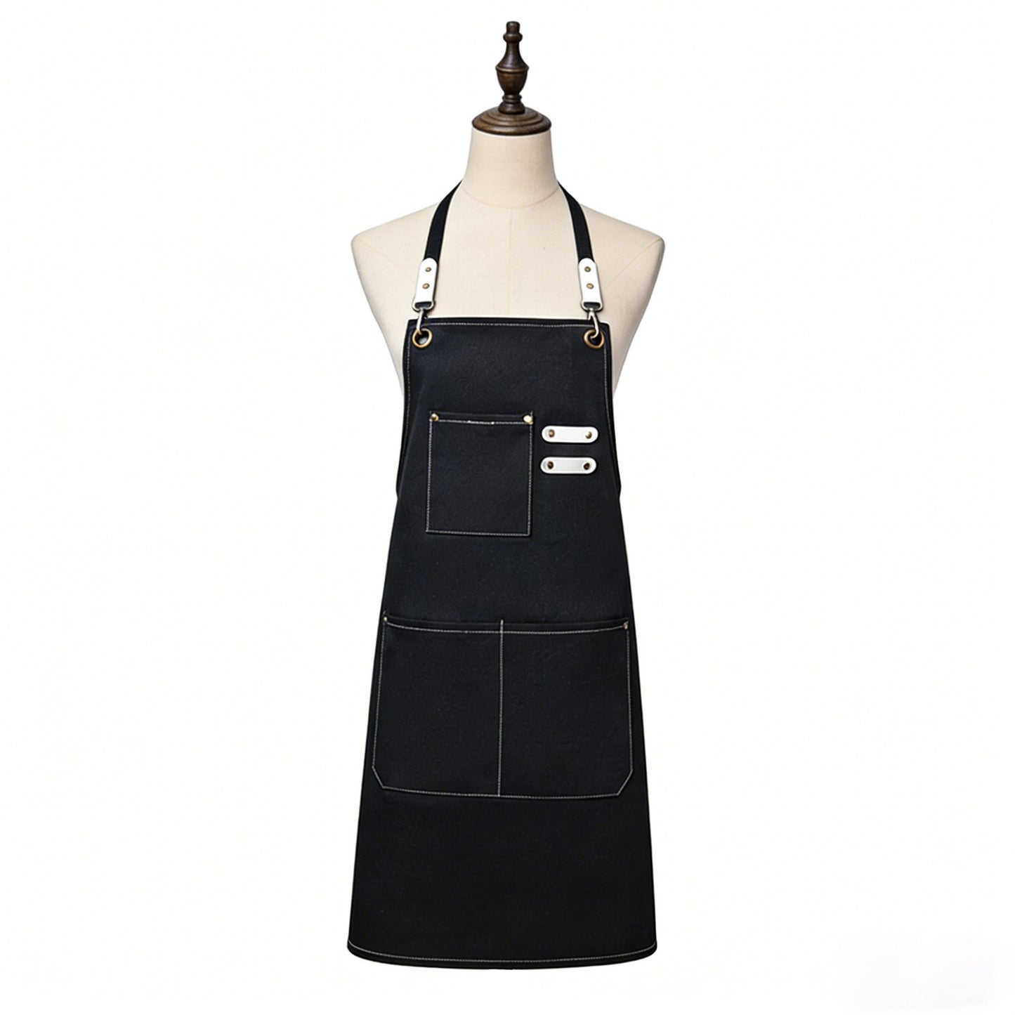 Cotton Kitchen Apron with Cross Back Straps Multi Pocket Utility Apron for Cooking Baking Craft