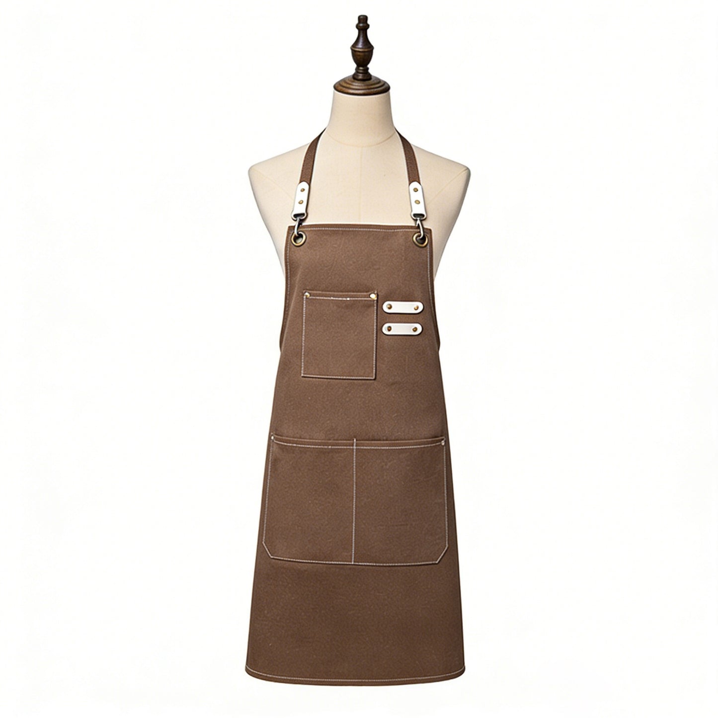 Cotton Kitchen Apron with Cross Back Straps Multi Pocket Utility Apron for Cooking Baking Craft