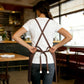 Cotton Kitchen Apron with Cross Back Straps Multi Pocket Utility Apron for Cooking Baking Craft