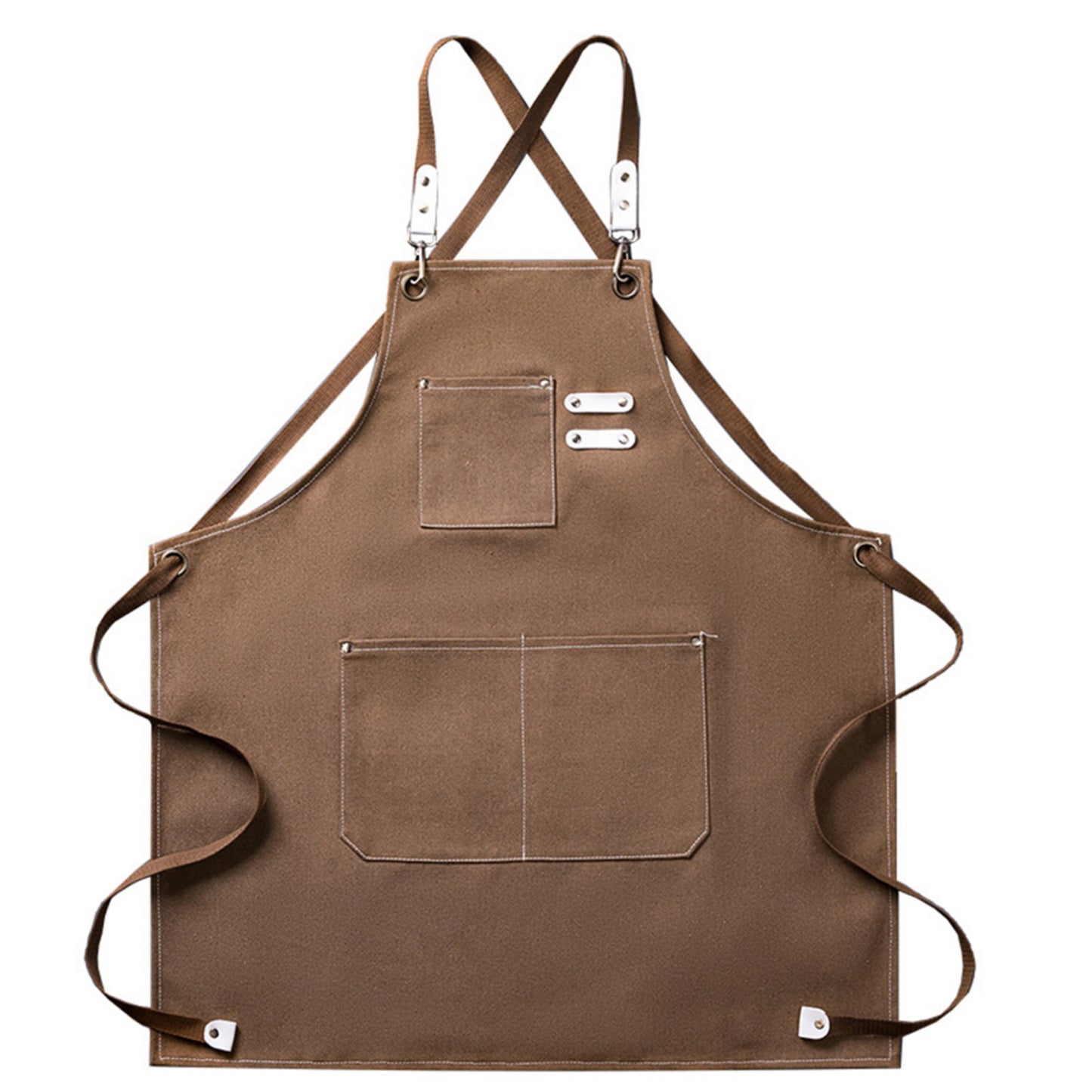 Cotton Kitchen Apron with Cross Back Straps Multi Pocket Utility Apron for Cooking Baking Craft