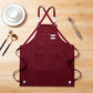 Cotton Kitchen Apron with Cross Back Straps Multi Pocket Utility Apron for Cooking Baking Craft