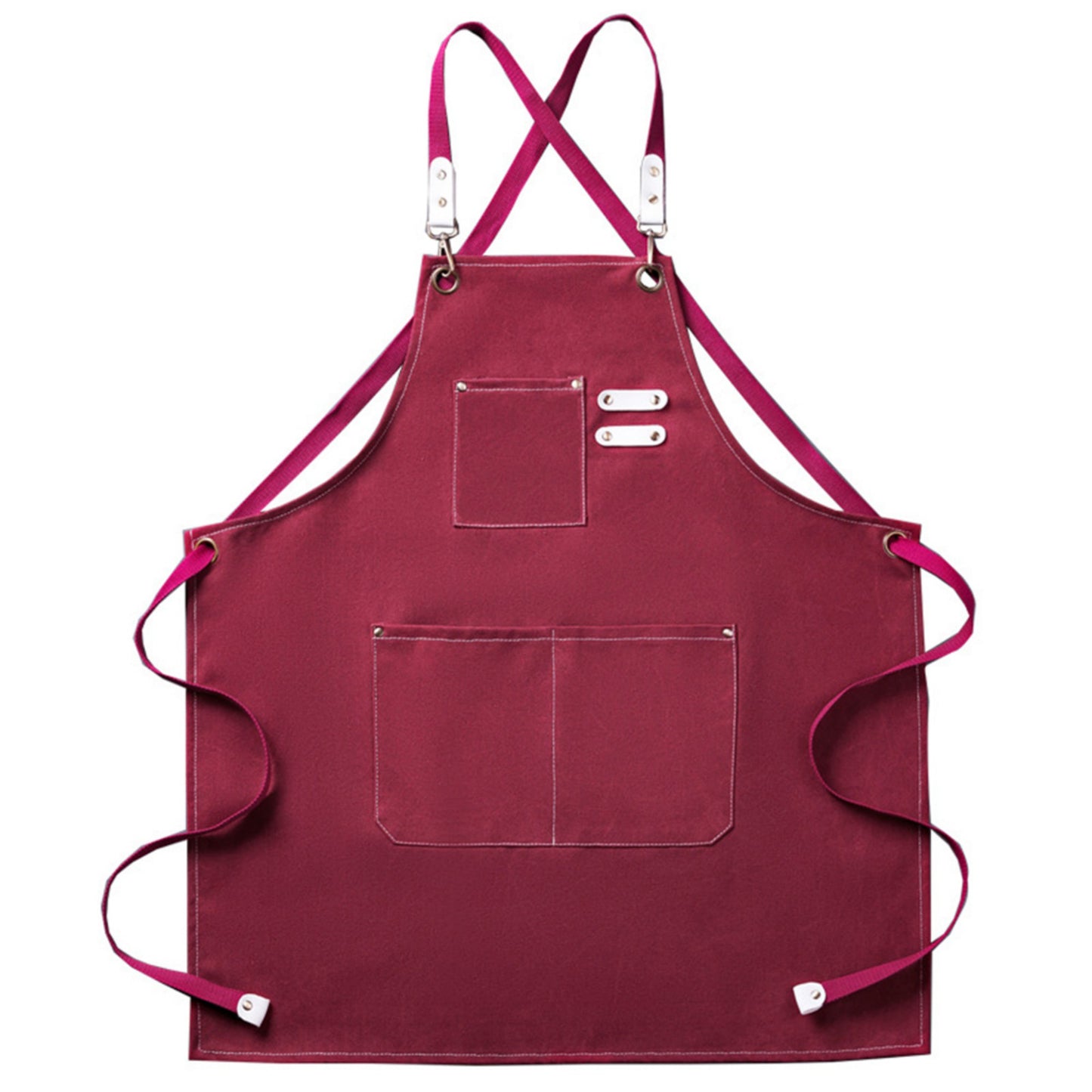 Cotton Kitchen Apron with Cross Back Straps Multi Pocket Utility Apron for Cooking Baking Craft