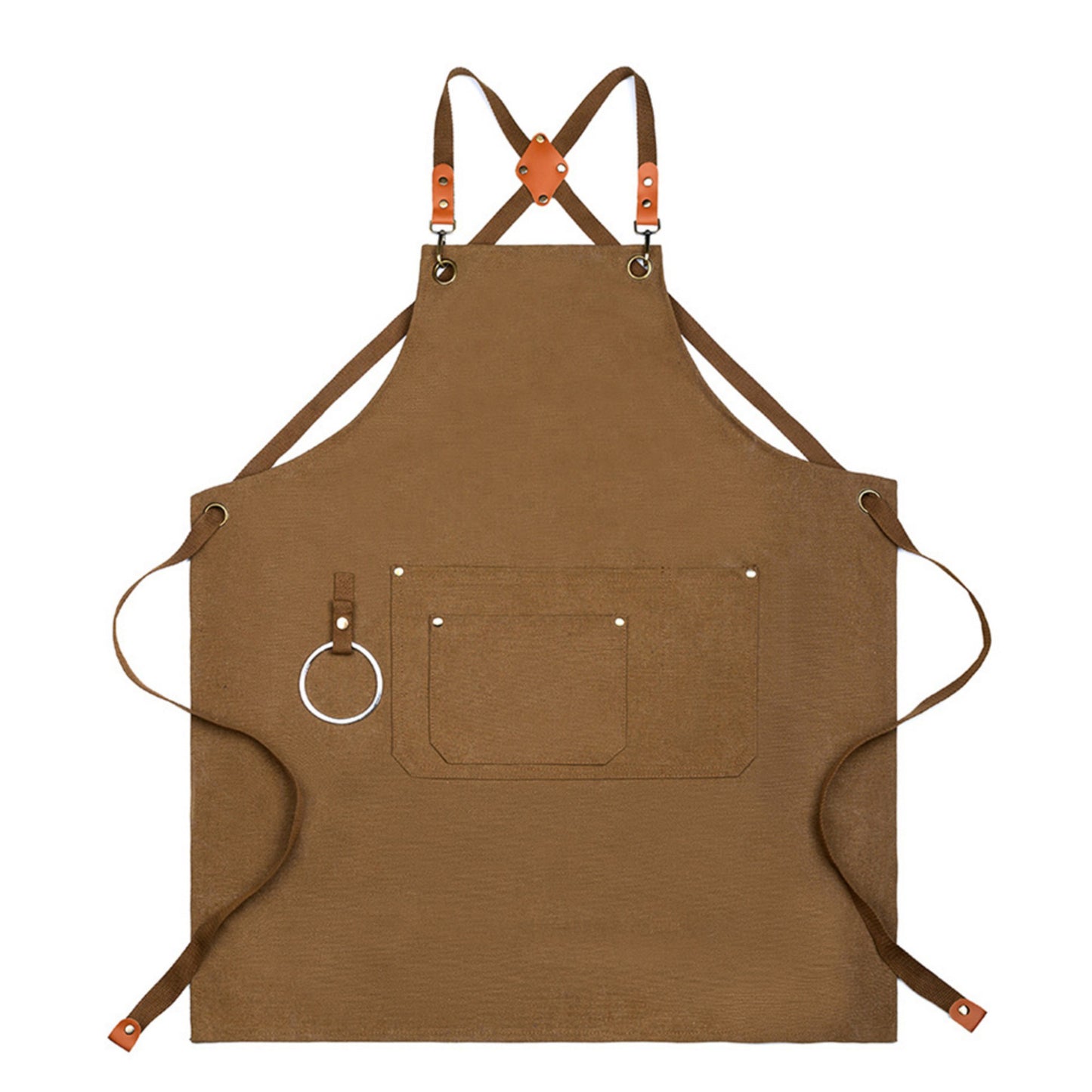 Cotton Kitchen Apron with Cross Back Straps Multi Pocket Utility Apron for Cooking Baking Craft