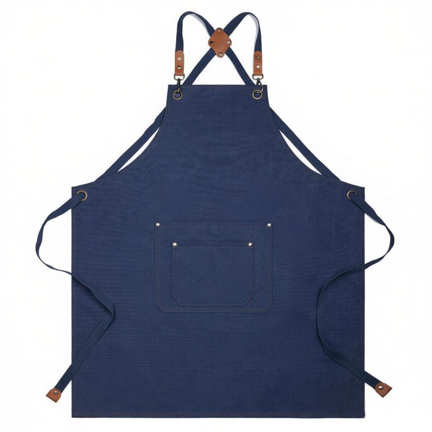 Cotton Kitchen Apron with Cross Back Straps Multi Pocket Utility Apron for Cooking Baking Craft