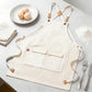 Cotton Kitchen Apron with Cross Back Straps Multi Pocket Utility Apron for Cooking Baking Craft
