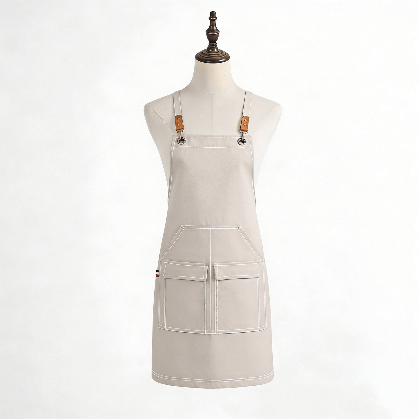 Cotton Kitchen Apron with Cross Back Straps Multi Pocket Utility Apron for Cooking Baking Craft