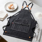 Cotton Kitchen Apron with Cross Back Straps Multi Pocket Utility Apron for Cooking Baking Craft