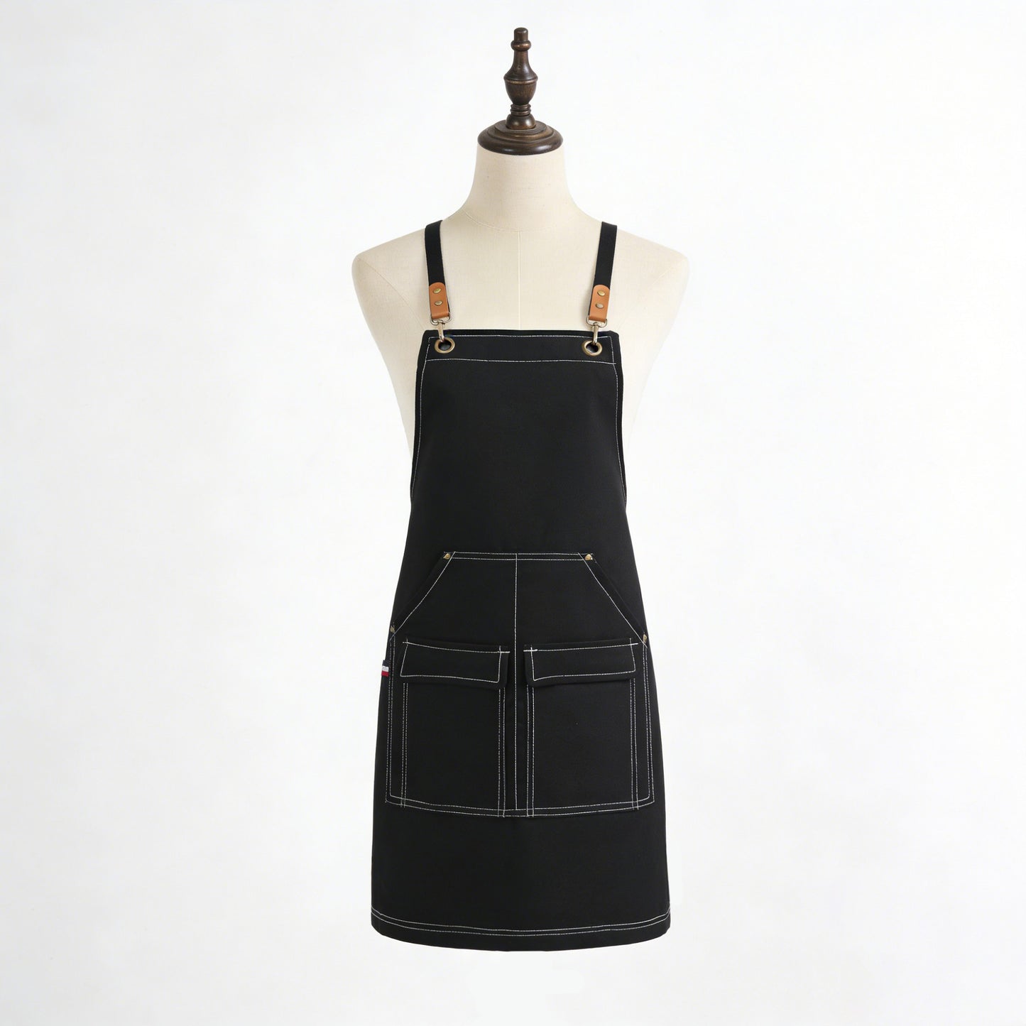 Cotton Kitchen Apron with Cross Back Straps Multi Pocket Utility Apron for Cooking Baking Craft