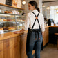 Cotton Kitchen Apron with Cross Back Straps Multi Pocket Utility Apron for Cooking Baking Craft