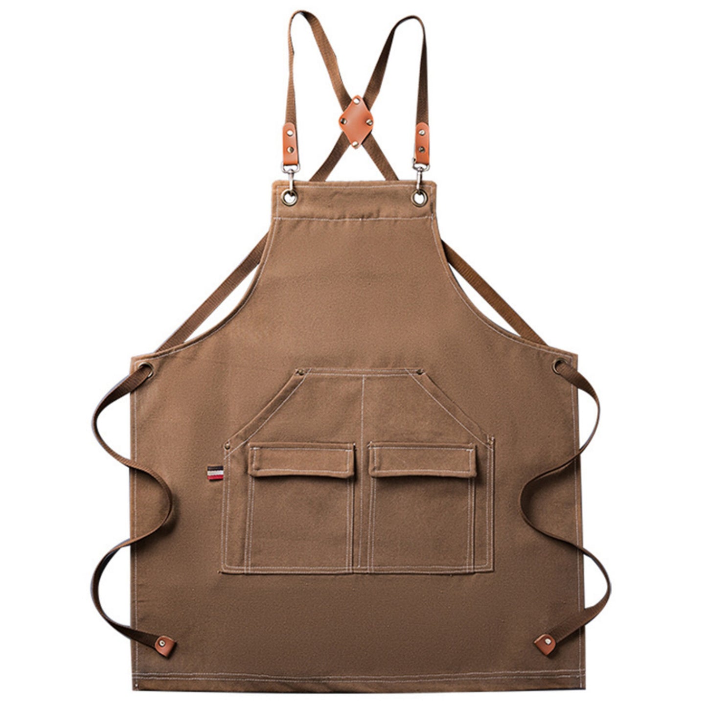 Cotton Kitchen Apron with Cross Back Straps Multi Pocket Utility Apron for Cooking Baking Craft