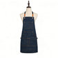 Cotton Kitchen Apron with Cross Back Straps Multi Pocket Utility Apron for Cooking Baking Craft
