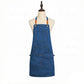 Cotton Kitchen Apron with Cross Back Straps Multi Pocket Utility Apron for Cooking Baking Craft