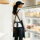 Cotton Kitchen Apron with Cross Back Straps Multi Pocket Utility Apron for Cooking Baking Craft