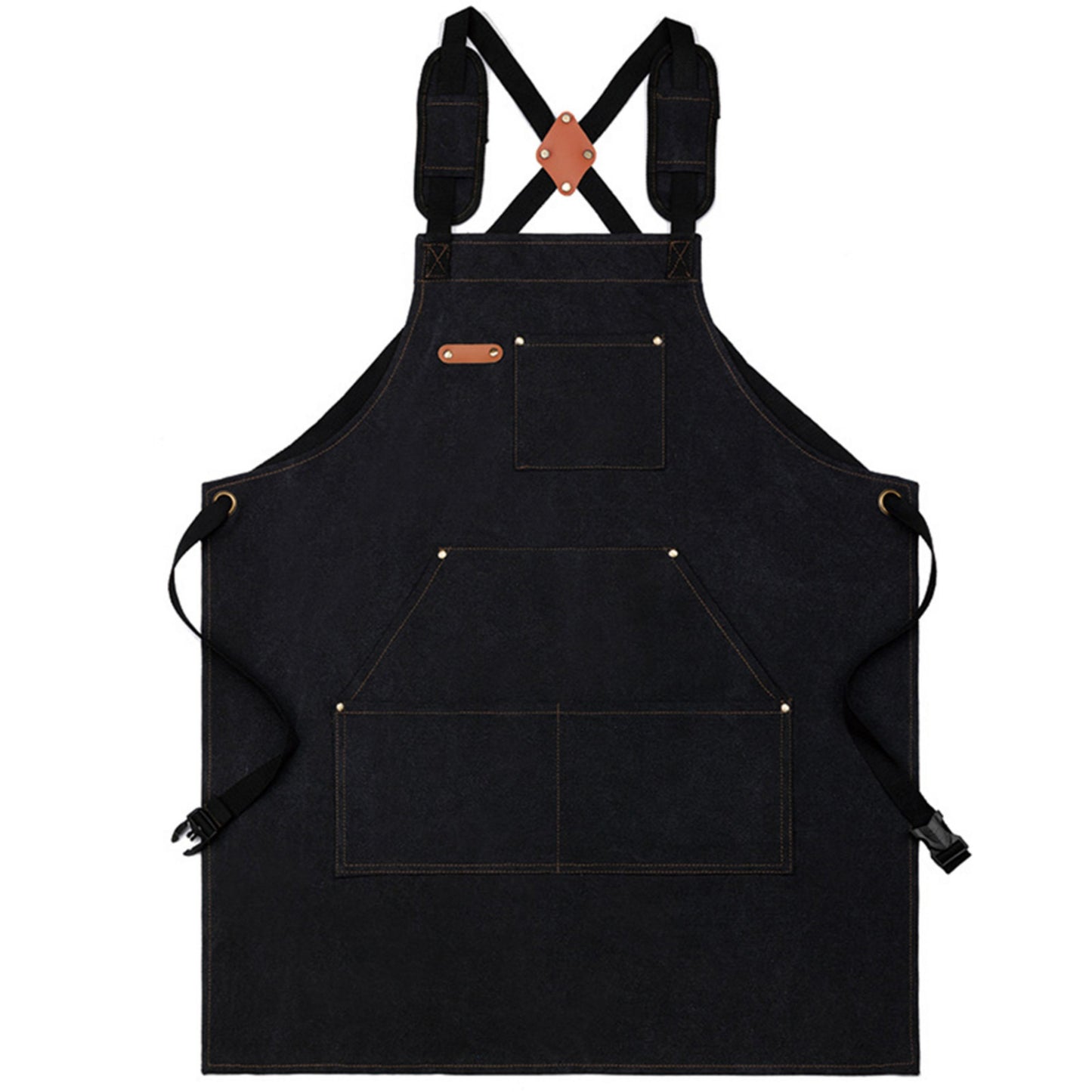 Cotton Kitchen Apron with Cross Back Straps Minimalist Utility Apron for Cooking Baking Craft Garden