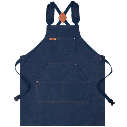 Cotton Kitchen Apron with Cross Back Straps Minimalist Utility Apron for Cooking Baking Craft Garden