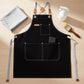 Cotton Kitchen Apron with Cross Back Straps Multi Pocket Utility Apron for Cooking Baking Craft