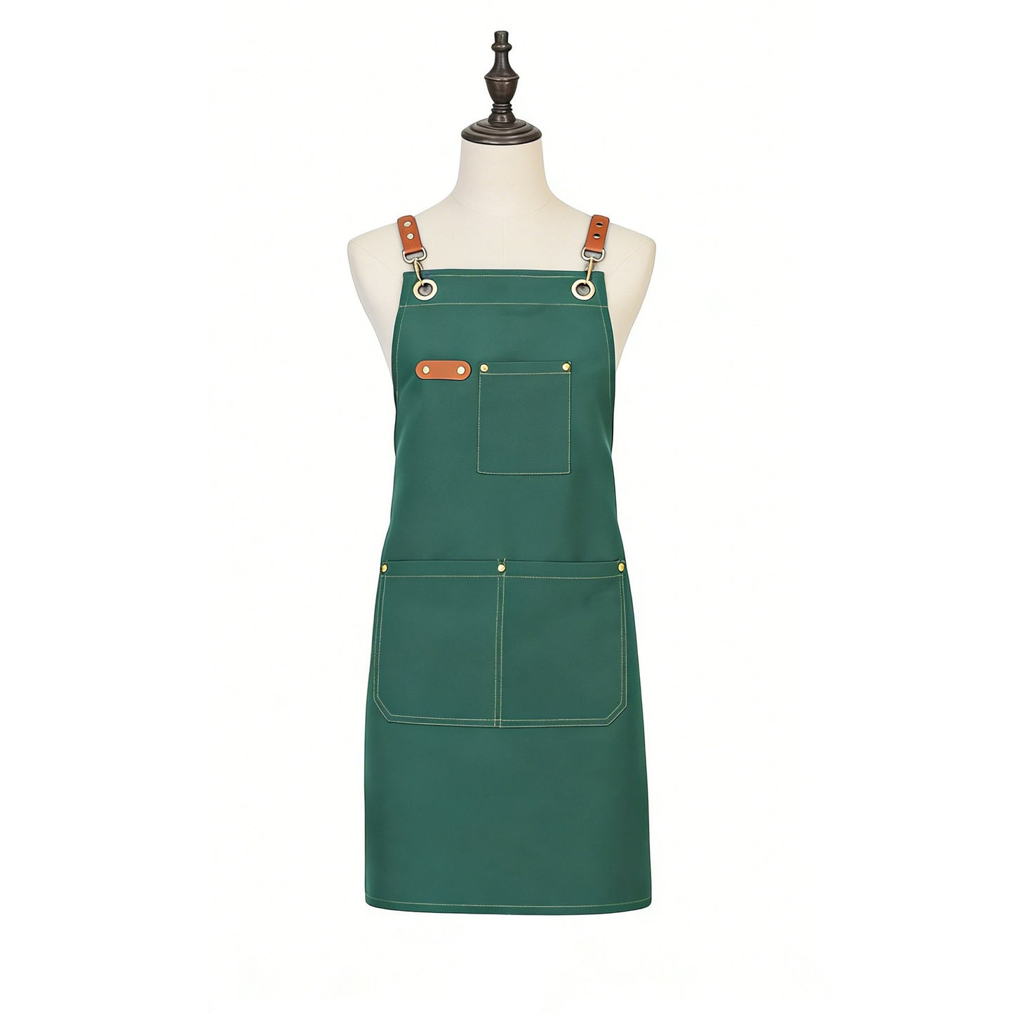 Cotton Kitchen Apron with Cross Back Straps Multi Pocket Utility Apron for Cooking Baking Craft