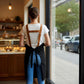 Cotton Kitchen Apron with Cross Back Straps Minimalist Utility Apron for Cooking Baking Craft Garden