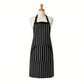 Striped Kitchen Apron Cotton Blend Adjustable Neck Apron with Pockets Chef Cooking Server Apron