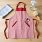 Striped Kitchen Apron Cotton Blend Adjustable Neck Apron with Pockets Chef Cooking Server Apron