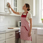 Striped Kitchen Apron Cotton Blend Adjustable Neck Apron with Pockets Chef Cooking Server Apron