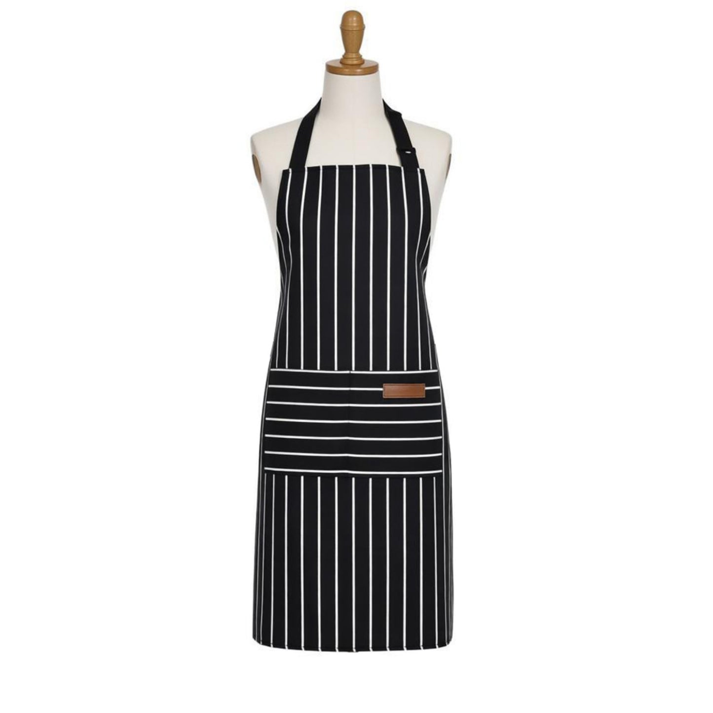 Striped Kitchen Apron Cotton Blend Adjustable Neck Apron with Pocket for Cooking Baking Home Use