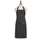 Striped Kitchen Apron Cotton Blend Adjustable Neck Apron with Pocket for Cooking Baking Home Use