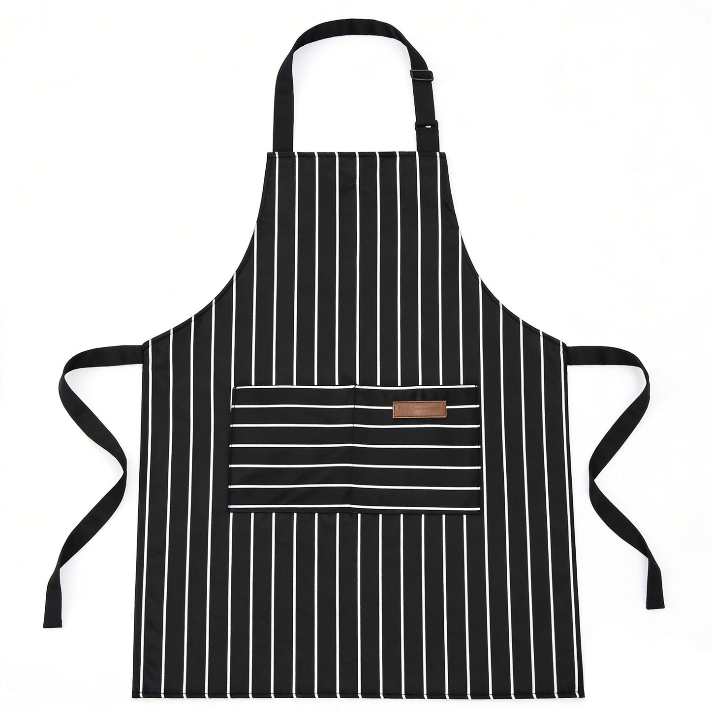 Striped Kitchen Apron Cotton Blend Adjustable Neck Apron with Pocket for Cooking Baking Home Use