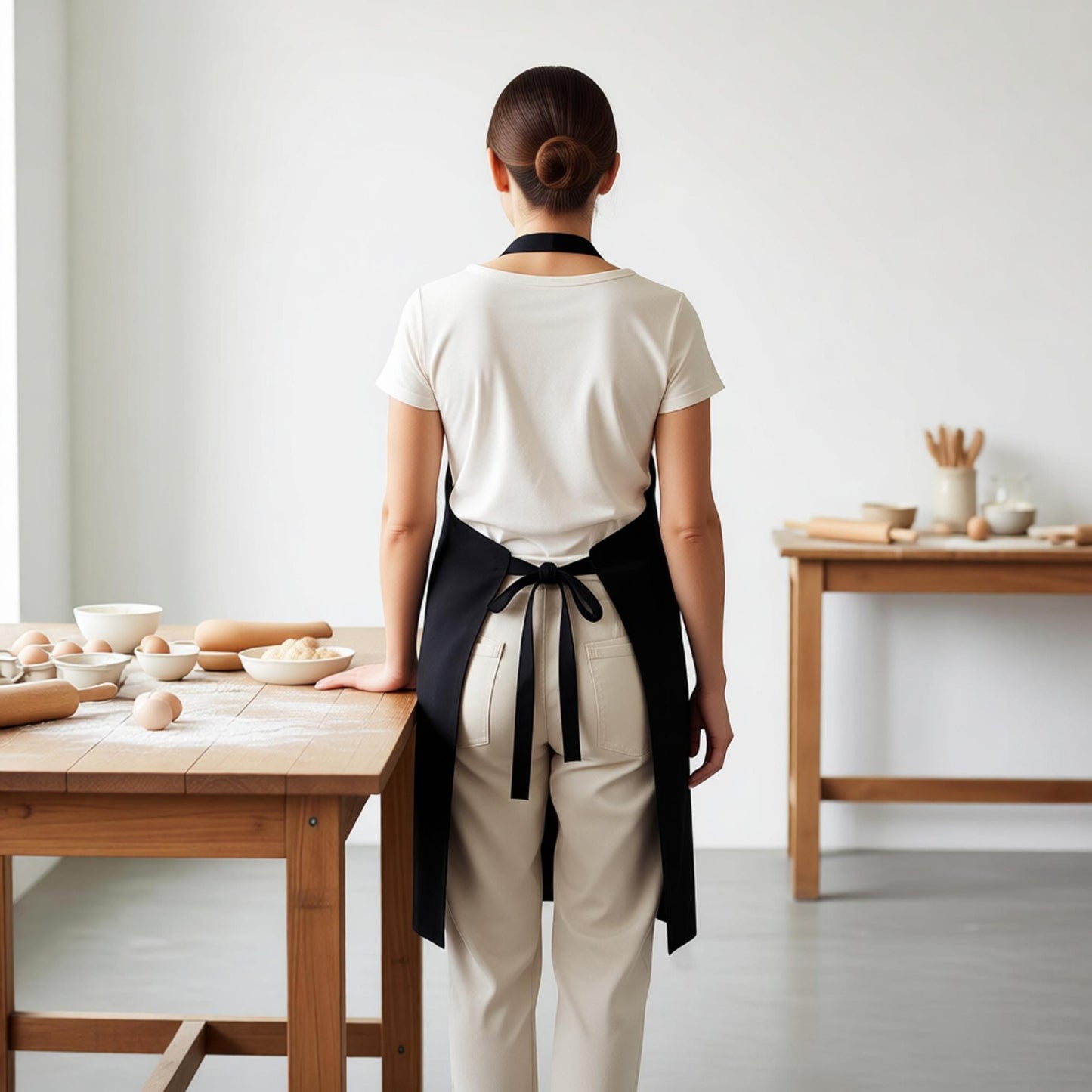 Kitchen Apron Cotton Blend Adjustable Neck Apron with Pocket for Cooking Baking Crafting