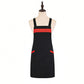 Kitchen Apron Adjustable Strap Apron with Contrast Trim and Dual Pockets for Cooking Work