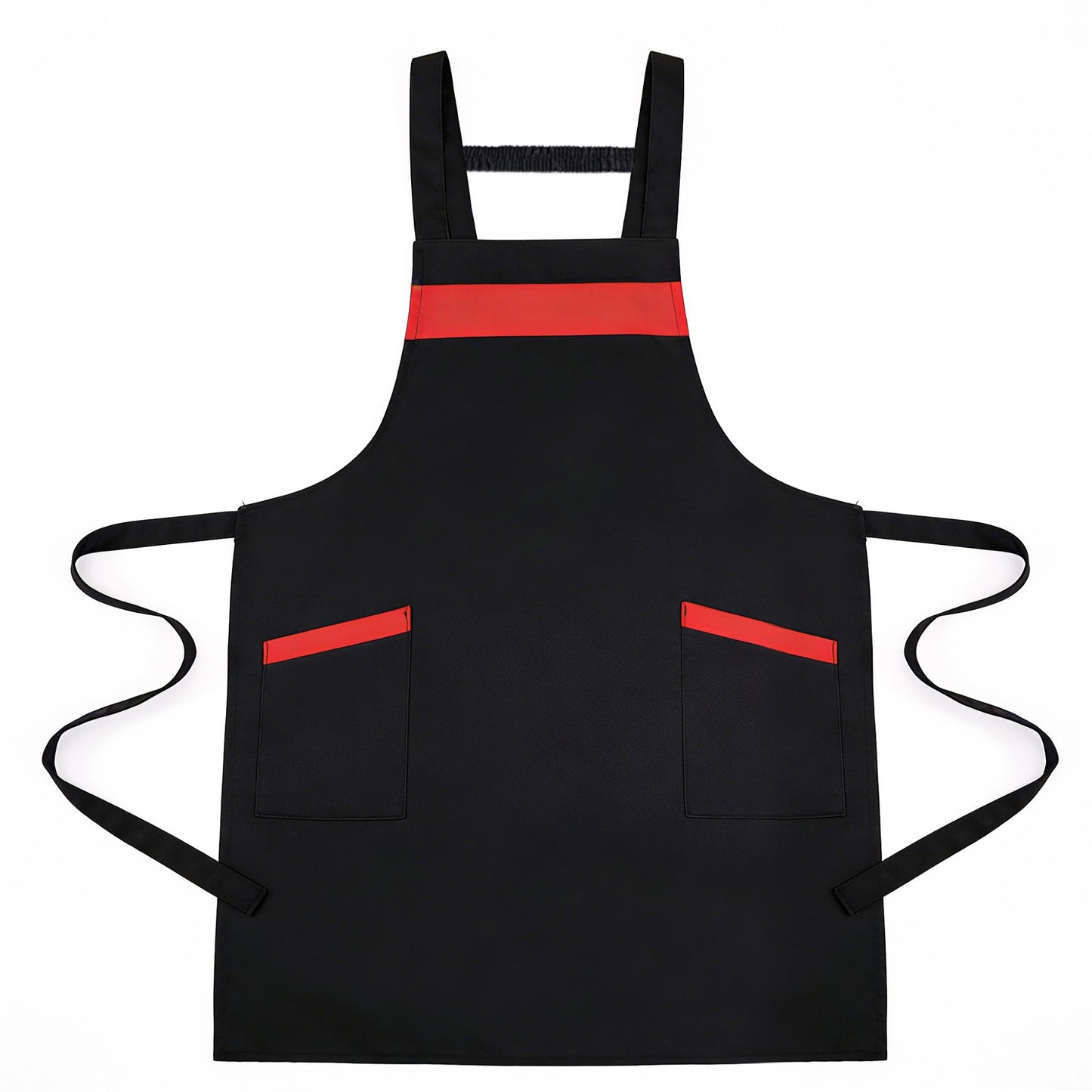 Kitchen Apron Adjustable Strap Apron with Contrast Trim and Dual Pockets for Cooking Work