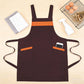 Kitchen Apron Adjustable Strap Apron with Contrast Trim and Dual Pockets for Cooking Work