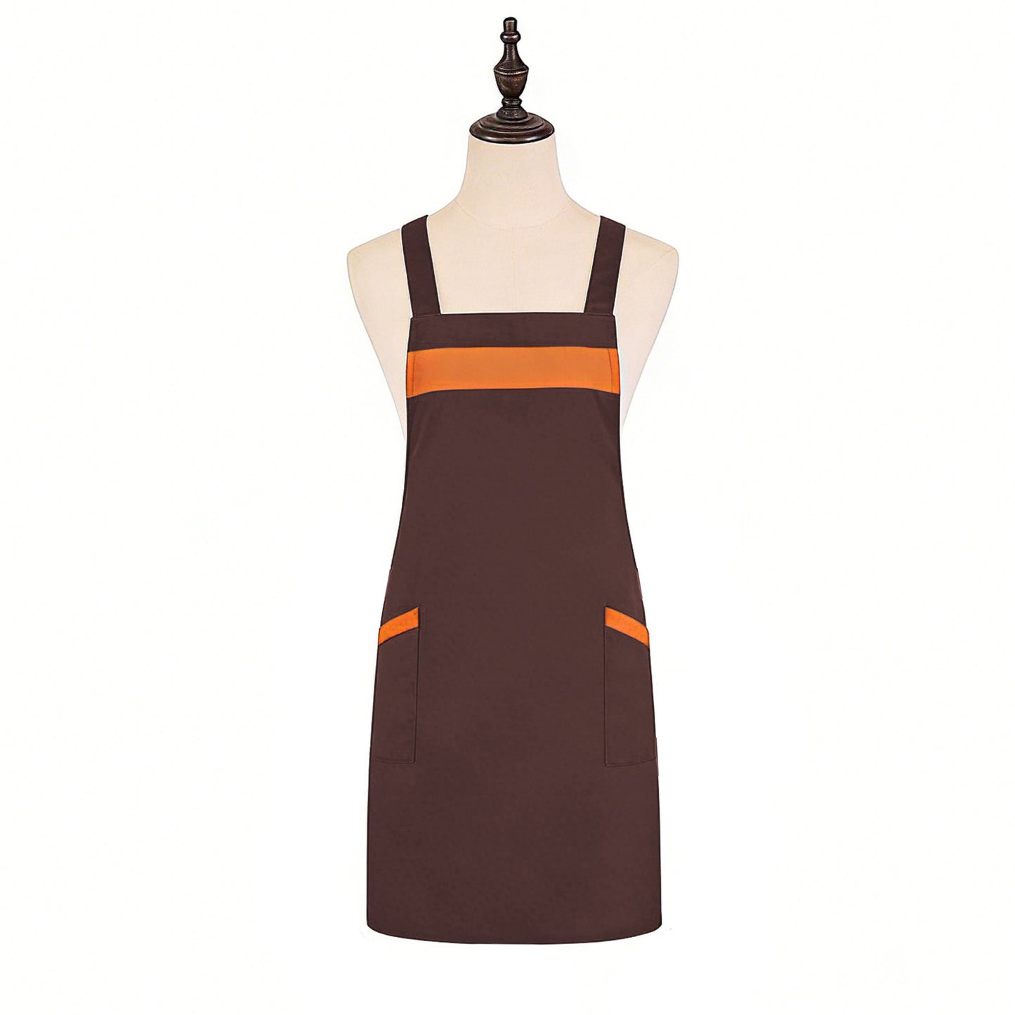 Kitchen Apron Adjustable Strap Apron with Contrast Trim and Dual Pockets for Cooking Work