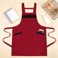 Kitchen Apron Adjustable Strap Apron with Contrast Trim and Dual Pockets for Cooking Work